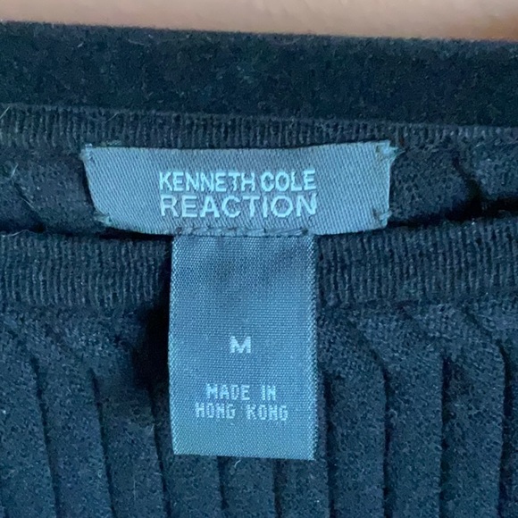 KENNETH COLE Black Cotton/Wool Blend Boat Neck Sweater sz M - Picture 4 of 7